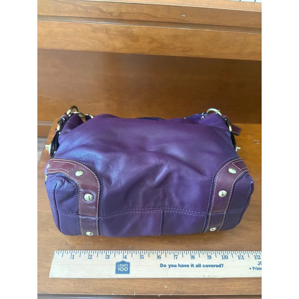 Vintage Coach Carly Hobo Shoulder Bag Plum Purple Leather Brass Y2K